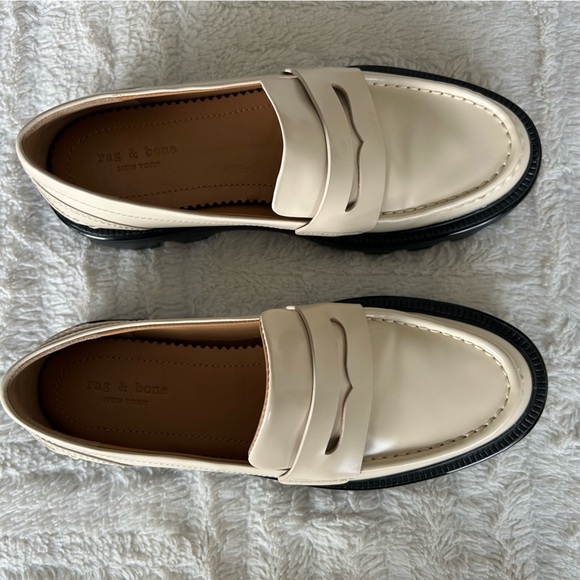 rag & bone Quinn Lug Sole Penny Loafer in Greige/Cream size 37.5 - New! - Picture 4 of 14